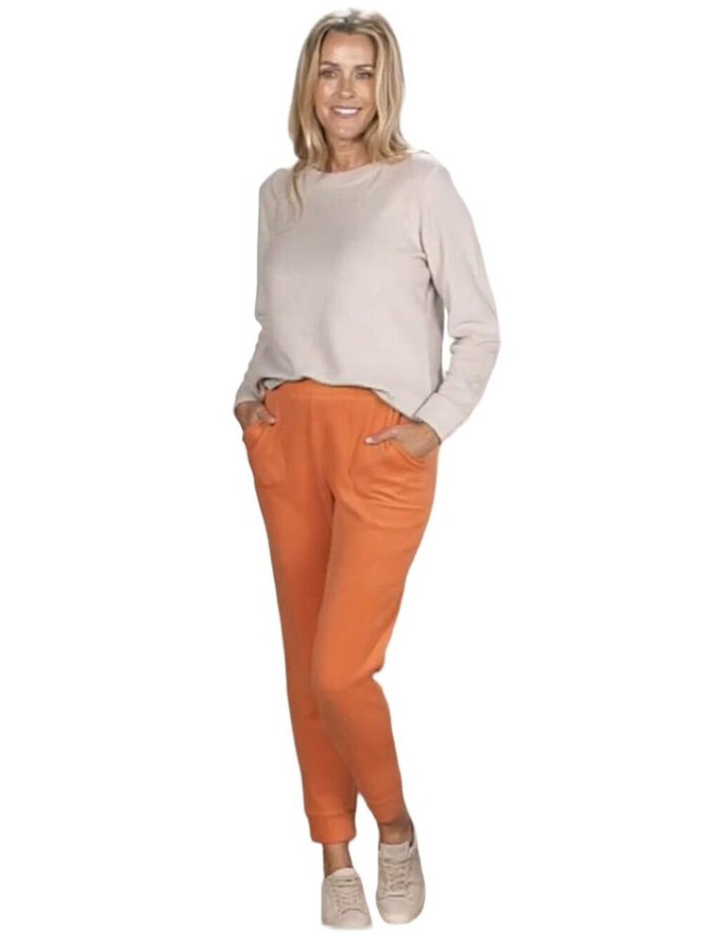 Denim and Co Jogger Pants Size 5X Comfort Zone Regular Fleece Apricot NEW